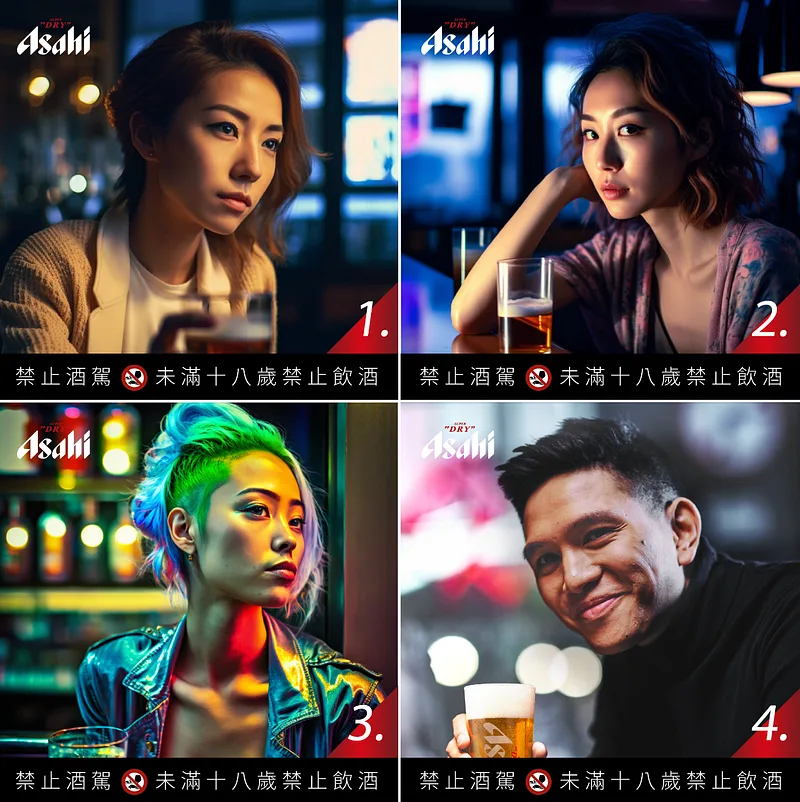 AI vs 實拍，世紀對決！Photo by Asahi Beer Taiwan. ( AI 生成廣告文宣 )